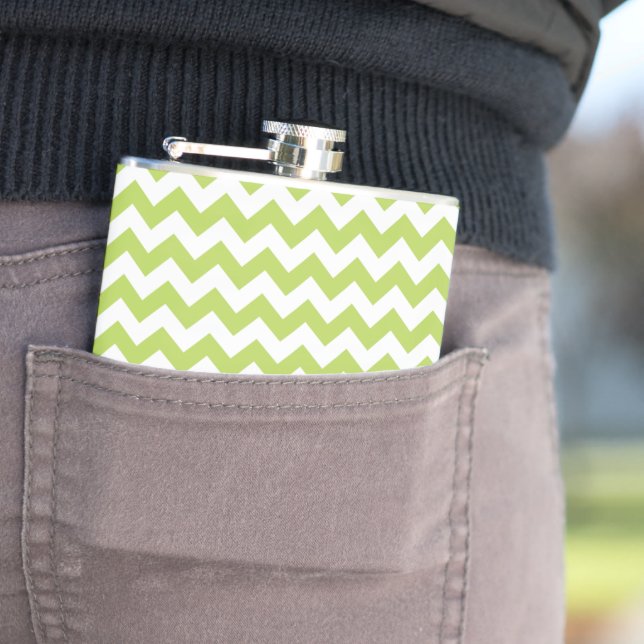 Green Zigzag, Green Chevron, Geometric Pattern Flask (In Situ)