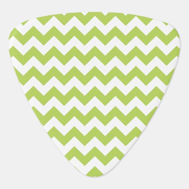 Green Zigzag, Green Chevron, Geometric Pattern Guitar Pick (Front)