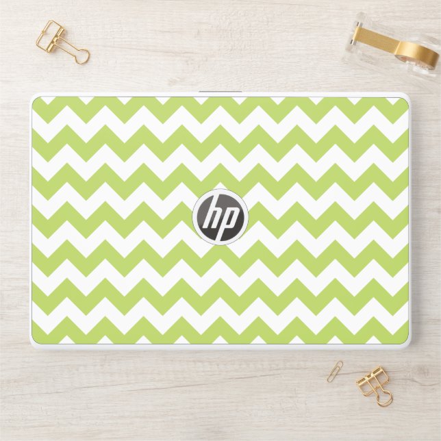 Green Zigzag, Green Chevron, Geometric Pattern HP Laptop Skin (Desk)