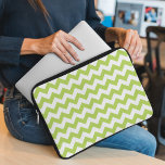 Green Zigzag, Green Chevron, Geometric Pattern Laptop Sleeve<br><div class="desc">Elegant,  stylish and sophisticated zigzag (chevron) pattern in green and white color. Modern and trendy gift,  perfect for the zigzag lover in your life.</div>