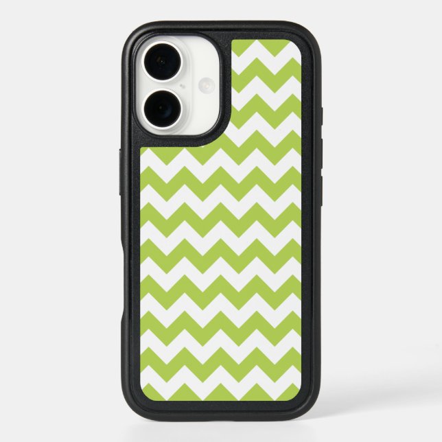 Green Zigzag, Green Chevron, Geometric Pattern Otterbox iPhone Case (Back)