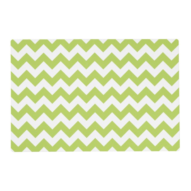 Green Zigzag, Green Chevron, Geometric Pattern Placemat (Front)