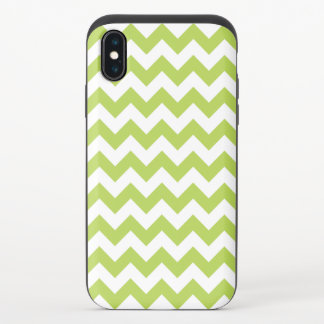 Green Zigzag, Green Chevron, Geometric Pattern iPhone X Slider Case