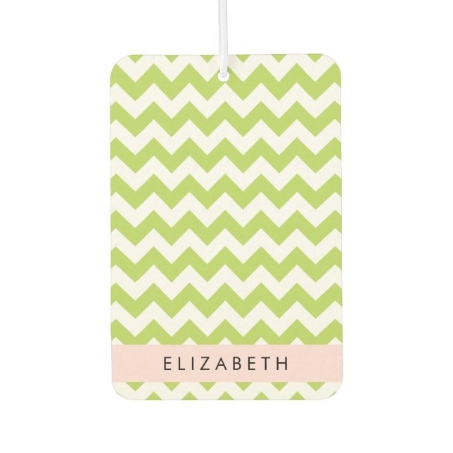 Green Zigzag, Green Chevron, Your Name Air Freshener (Front)