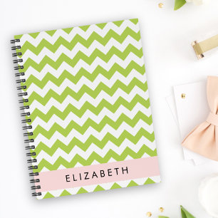 Green Zigzag, Green Chevron, Your Name Notebook