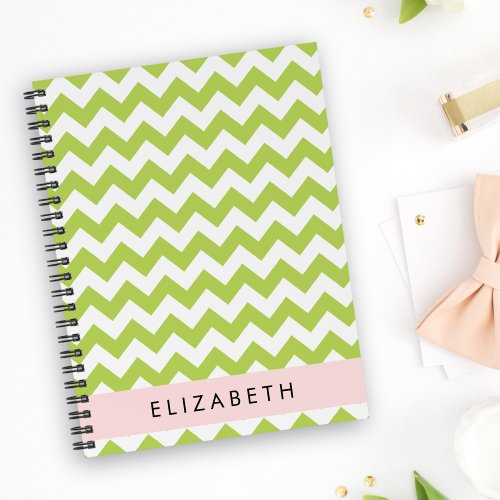 Green Zigzag Green Chevron Your Name Notebook