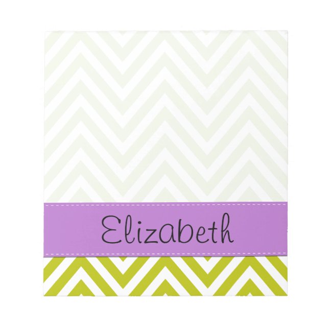 Green Zigzag, Green Chevron, Your Name Notepad (Front)