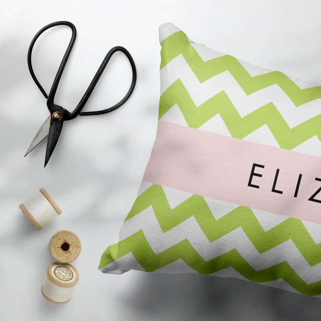 Green Zigzag, Green Chevron, Your Name Pillow Case (Creator Uploaded)