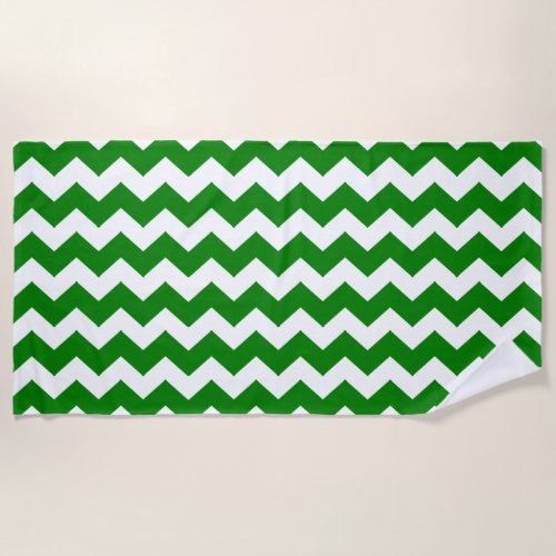 Green Zigzag Striped Beach Towel