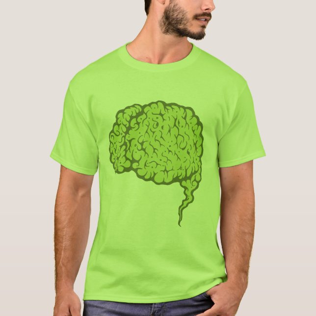 Green Zombie Brain T-shirt - Braaaains! (Front)