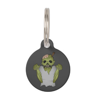 Green Zombie Character Illustration And Pet's Info Pet ID Tag