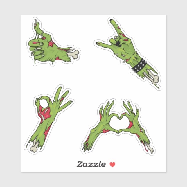Green Zombie Hands Halloween Sticker (Sheet)