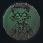 Green Zombie Kid Halloween Birthday Party Paper Plates<br><div class="desc">Customize with any text. Matching items are available.</div>