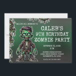Green Zombie Kid & Slime Halloween Birthday Party Invitation<br><div class="desc">Customize with your own text .</div>