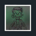 Green Zombie Kid & Slime Halloween Birthday Party Napkins<br><div class="desc">Customize with any text.</div>