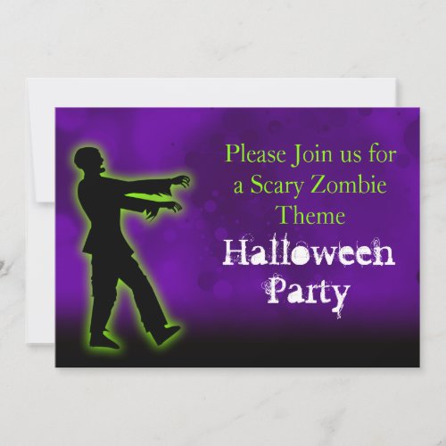 Green Zombie on Purple Invites