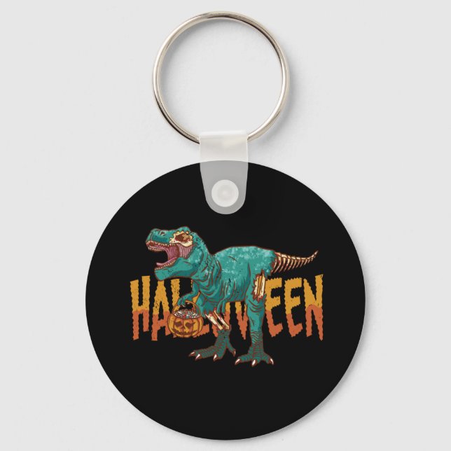 Green Zombie Rex  Keychain (Front)
