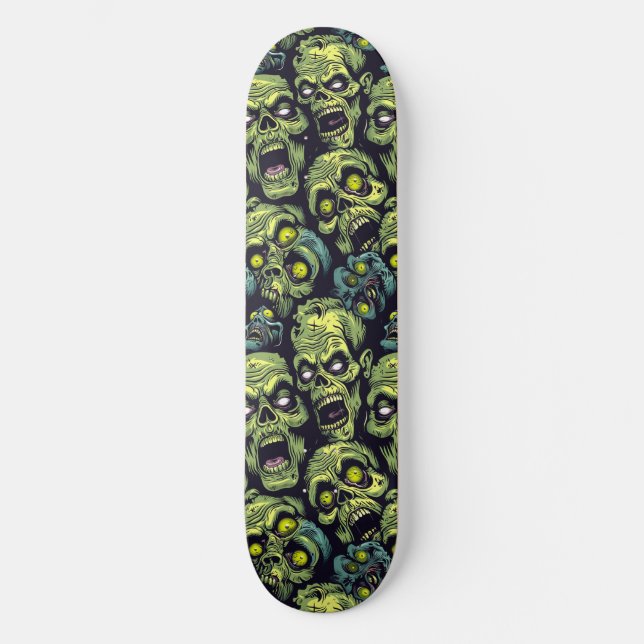 Green Zombie Spooky Halloween Skateboard (Front)