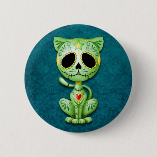 Green Zombie Sugar Kitten Pinback Button