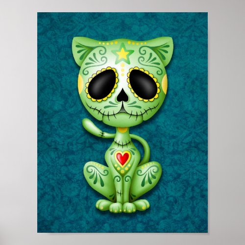 Green Zombie Sugar Kitten Poster