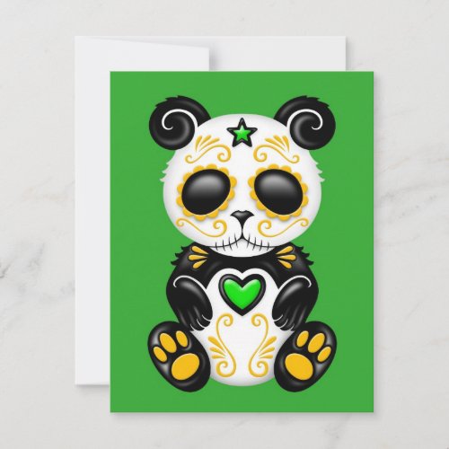 Green Zombie Sugar Panda Custom Invitations