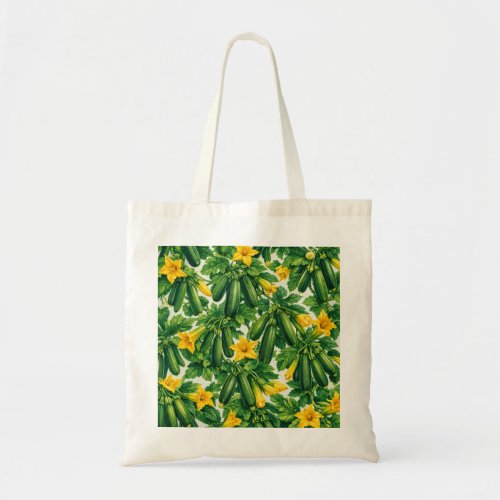 Green Zucchini Blossom Botanical Watercolor Tote Bag