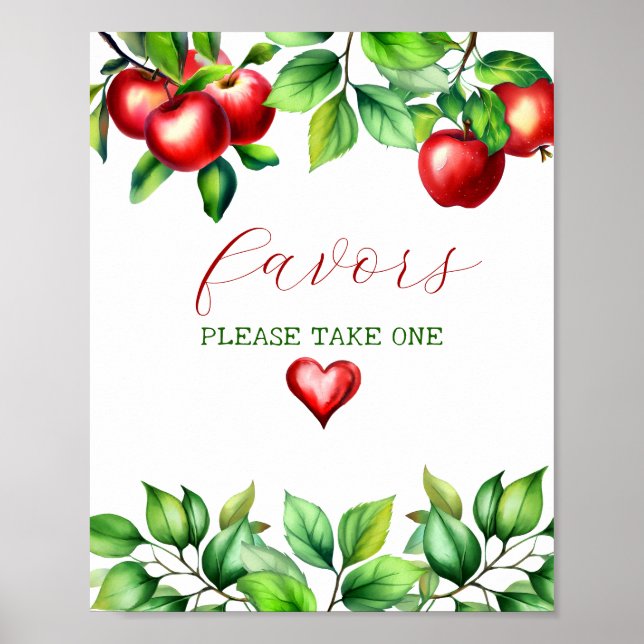 Greenary Red Apple Favors Please Take One  Poster (Front)