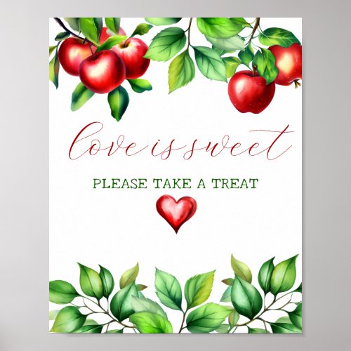 Greenary Red Apple Love is sweet  Poster