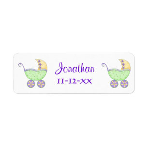 GreenBaby Buggy Carriage Name Birthdate Customized Label