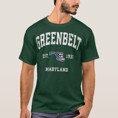 Greenbelt Maryland MD Vintage American Flag T_Shirt