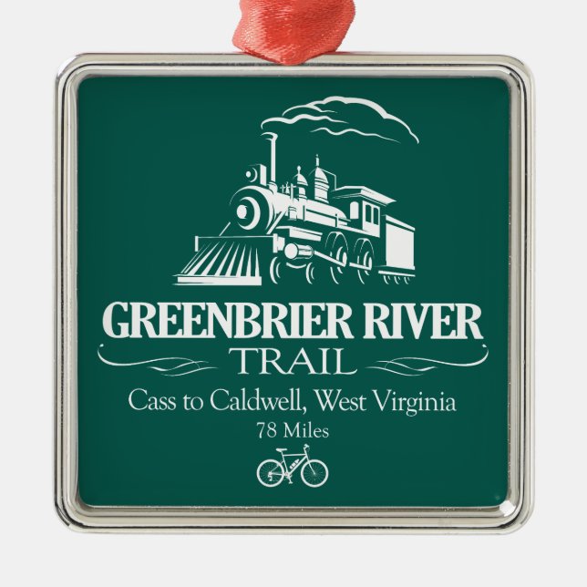 Greenbrier River Trail (RT) Metal Ornament (Front)