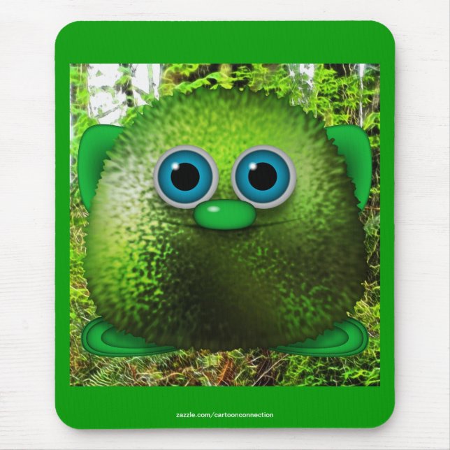Greendle the Cute Wuzzy Butt & Trees Kids Mousepad (Front)