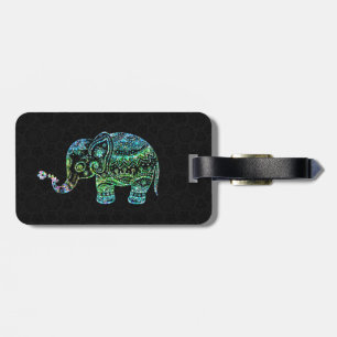 Greene Glitter & Sparkles Floral Elephant Luggage Tag