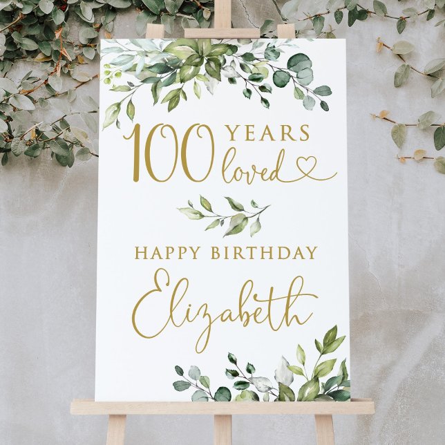 Greenery 100th Birthday Welcome Sign, 100 Years Lo Foam Board (Creator Uploaded)