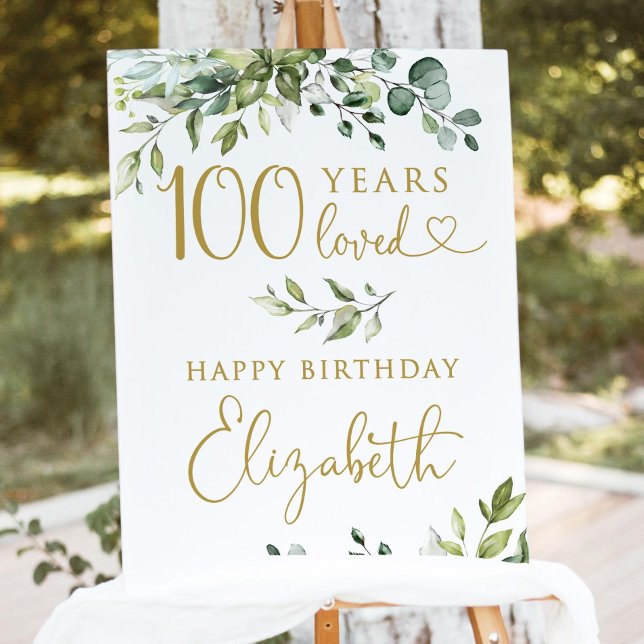 Greenery 100th Birthday Welcome Sign 100 Years Lov (Creator Uploaded)
