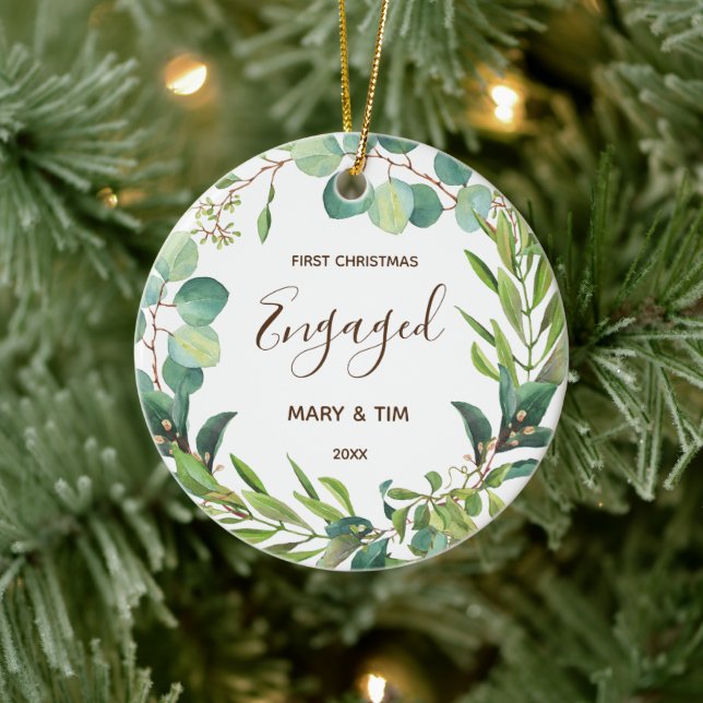 Greenery 1st Christmas Engaged Ornament Gift (Tree)