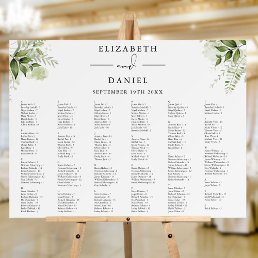 Greenery 200 Names Wedding Seating Chart Sign