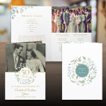 Greenery 2 Photo 50th Wedding Anniversary Party Program<br><div class="desc">An elegant wedding anniversary party program featuring watercolor greenery florals,  your 2 special photos and party details.  Designed by Thisisnotme©</div>