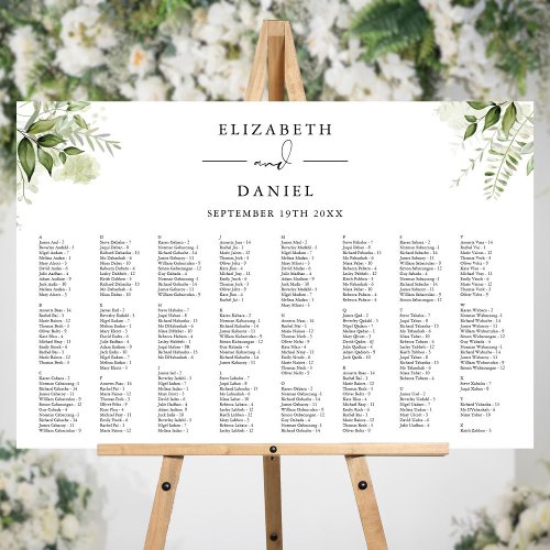 Greenery 300 Names Wedding Seating Chart Sign