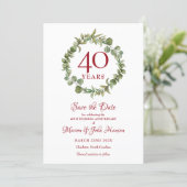 Greenery 40th Wedding Anniversary Save the Date Invitation (Standing Front)