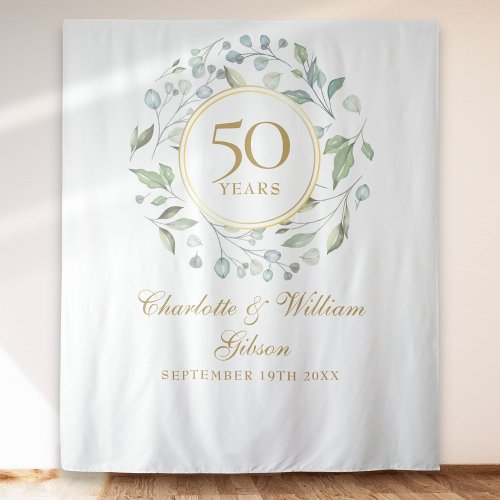 Greenery 50th Anniversary Photo Booth Backdrop