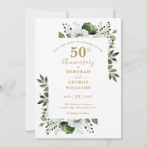 Greenery 50th Wedding Anniversary Save The Date