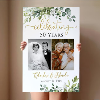 Greenery 50th Wedding Anniversary Welcome Sign
