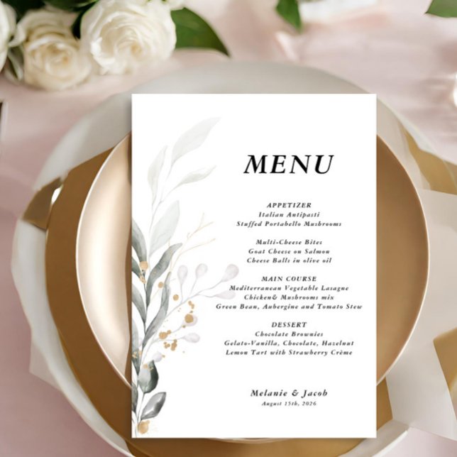 Greenery 5x7 Editable Wedding Flat Menu (Creator Uploaded)