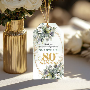Greenery 80th Birthday Boho Eucalyptus Tag