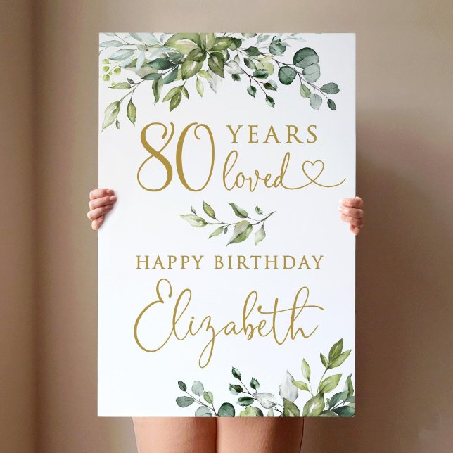 Greenery 80th Birthday Welcome Sign, 80 Years Love Foam Board (Creator Uploaded)