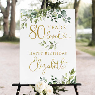 Greenery 80th Birthday Welcome Sign, 80 Years Love Foam Board