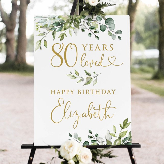 Greenery 80th Birthday Welcome Sign, 80 Years Love Foam Board (Creator Uploaded)