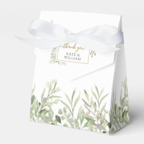 Greenery A Sweet Beginning Thank You Wedding Favor Boxes