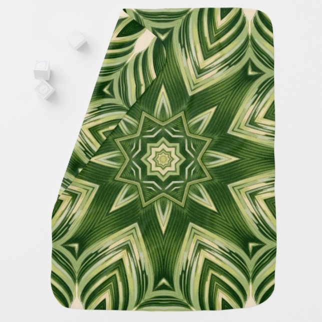 greenery abstract botanical tropical palm leaves baby blanket (In Situ)